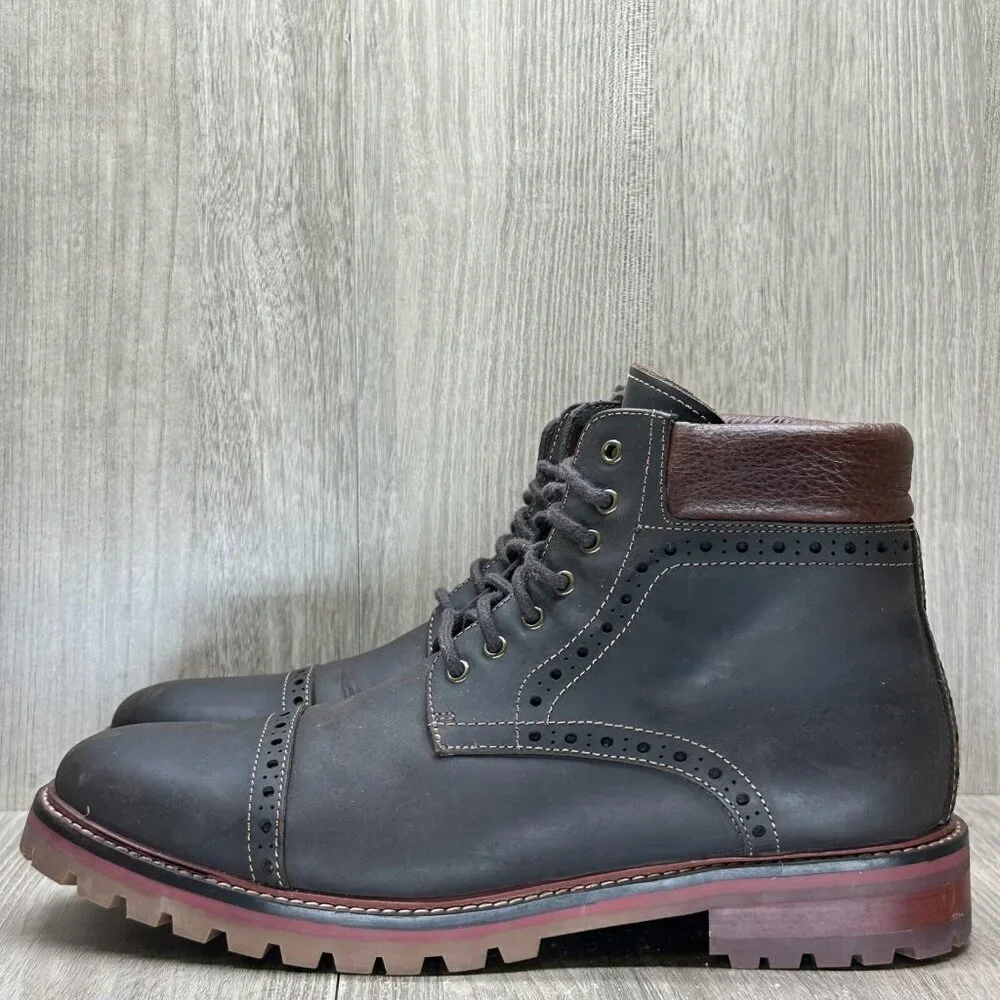 Warfield & Grand Boots Mens Sz 8 Presidio Leather Lace Up Cap Toe Ankle Brown